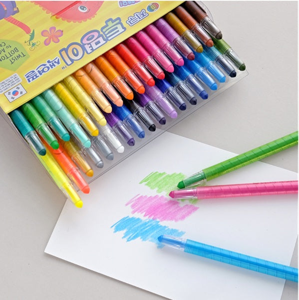 GLOBE CHEMICAL 36 Colors-in-Motion Crayons Made in Korea