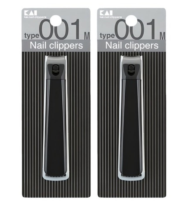 KAI Nail Clipper Medium Size Black 2pcs Made In Japan