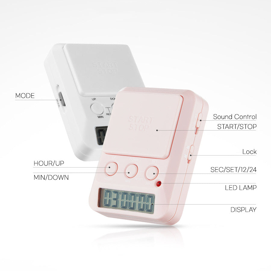 DRETEC T-580 Timer Watch Stopwatch LED Alarm Portable Clock Study Cook