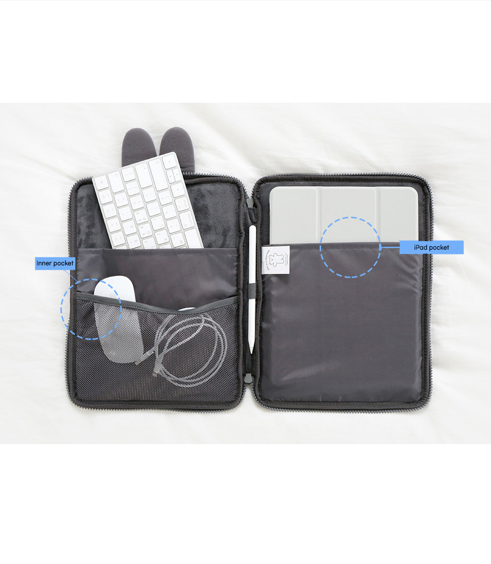 Brunch Brother 11 inch iPad Tablet Bunny Puppy Pouch Sleeve Case With Pencil Holder | Tablet Pouch | Tablet Sleeve