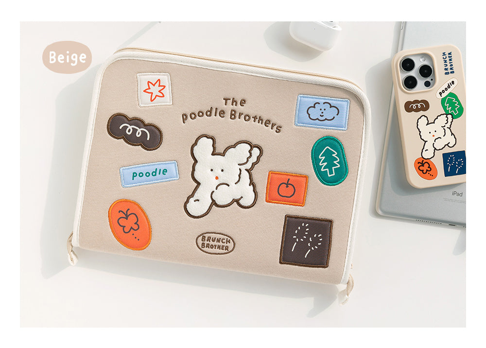 Brunch Brother 11 inch iPad Tablet Pouch Sleeve Case with Pen Holder 5 Pocket | Tablet Pouch | Tablet Sleeve Beige Color