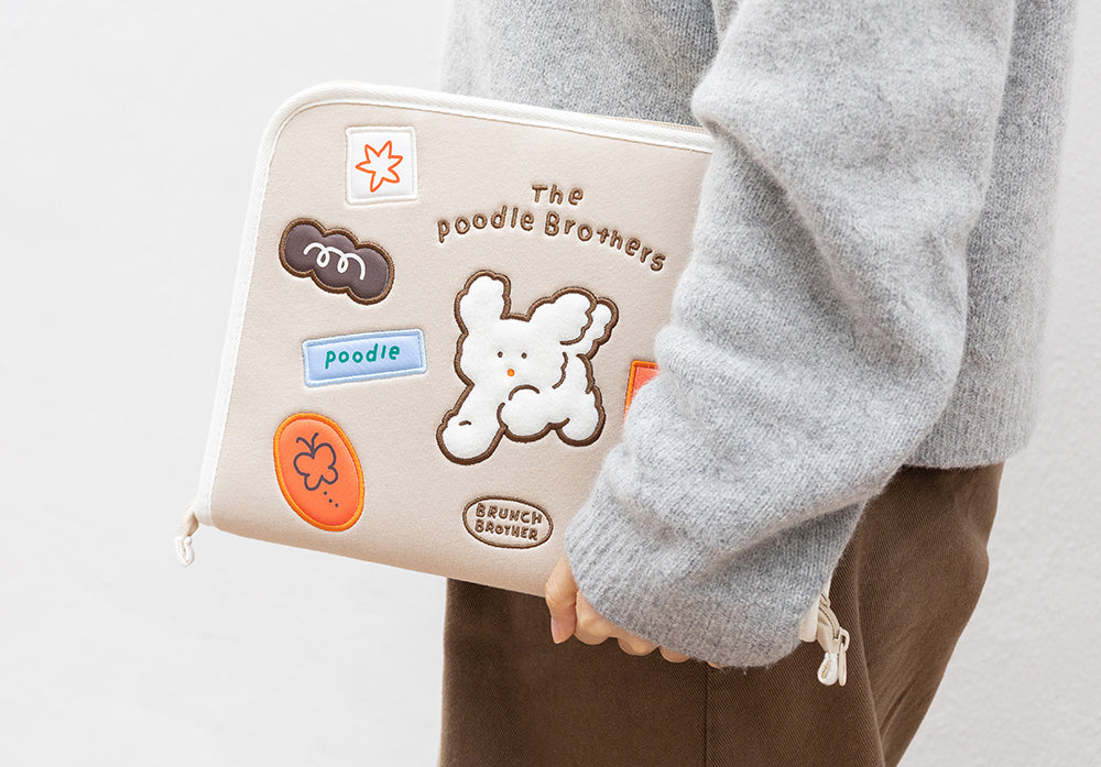 Brunch Brother 11 inch iPad Tablet Pouch Sleeve Case with Pen Holder 5 Pocket | Tablet Pouch | Tablet Sleeve Beige Color