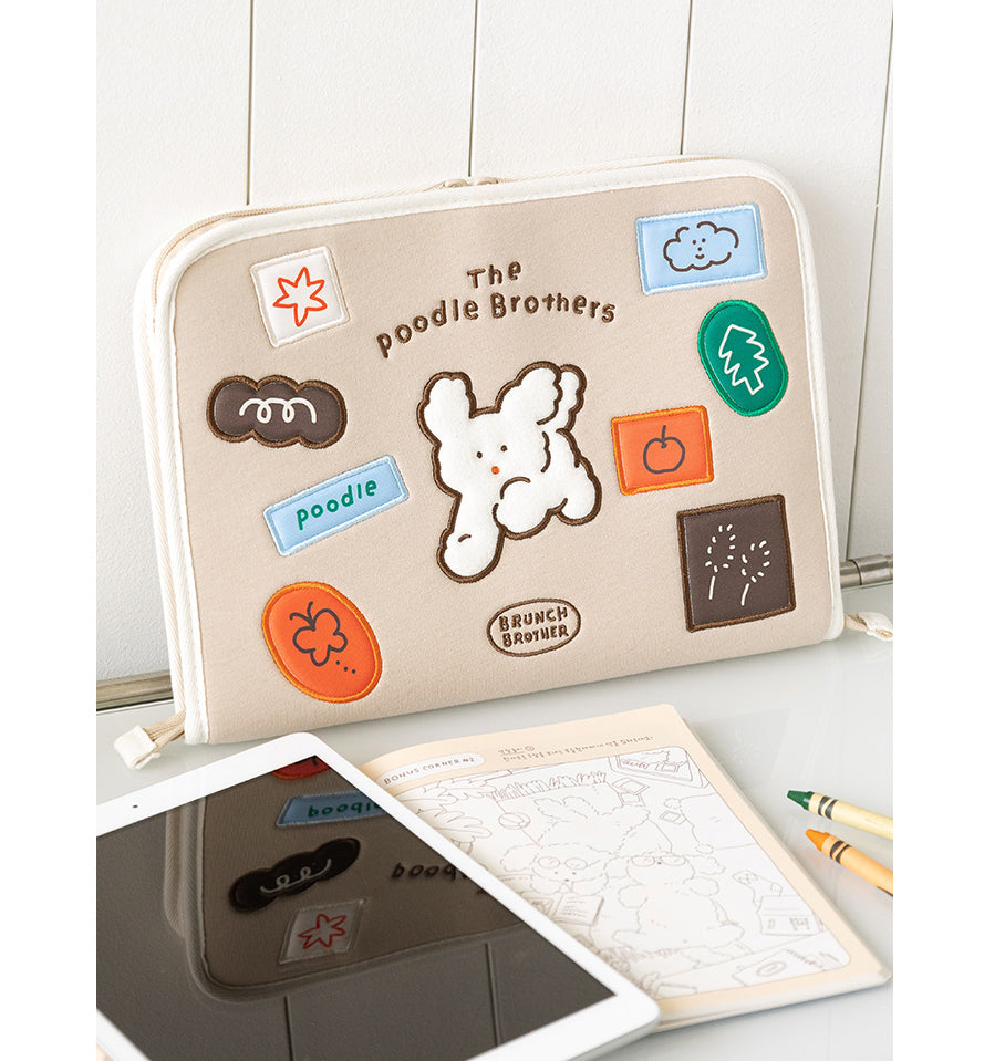 Brunch Brother 11 inch iPad Tablet Pouch Sleeve Case with Pen Holder 5 Pocket | Tablet Pouch | Tablet Sleeve Beige Color