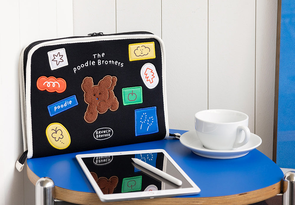 Brunch Brother 11 inch iPad Tablet Pouch Sleeve Case with Pen Holder 5 Pocket | Tablet Pouch | Tablet Sleeve Black Color