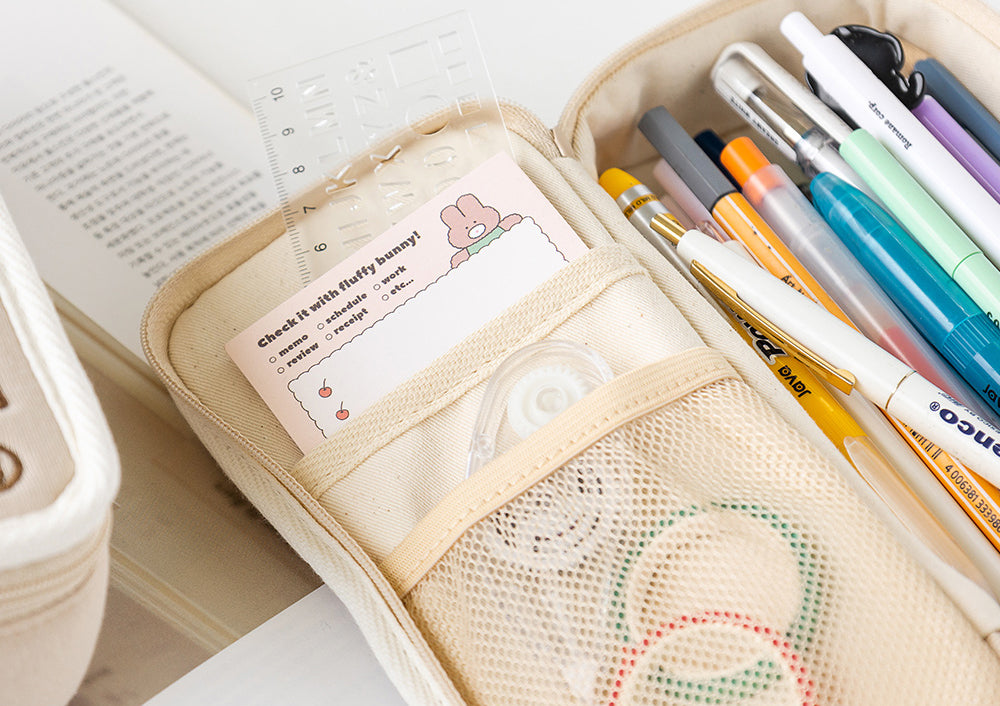 Brunch Brother Cute Poodle Large Pen Case with Zipper 3 Compartment | Pencil Case | Pencil Pouch | Pen Pouch