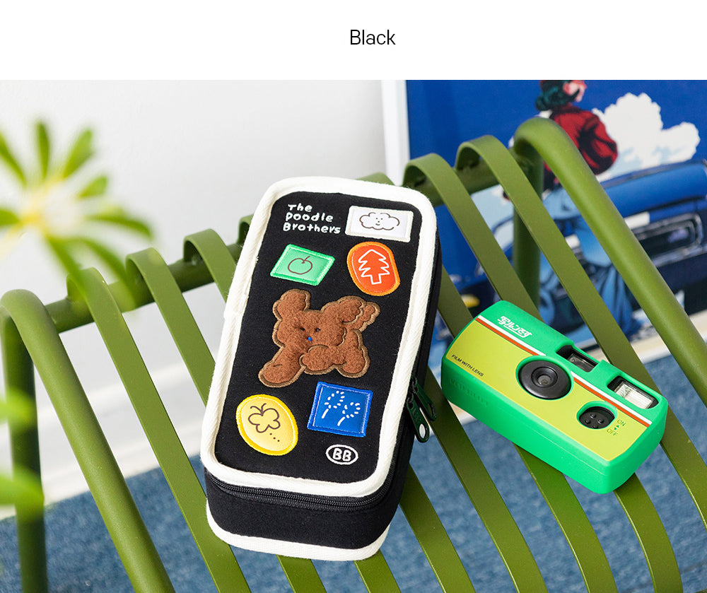 Brunch Brother Cute Poodle Large Pen Case with Zipper 3 Compartment | Pencil Case | Pencil Pouch | Pen Pouch