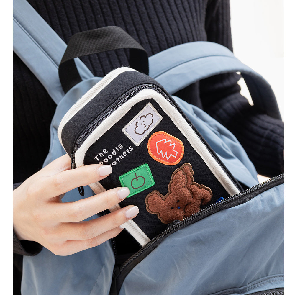 Brunch Brother Cute Poodle Large Pen Case with Zipper 3 Compartment | Pencil Case | Pencil Pouch | Pen Pouch