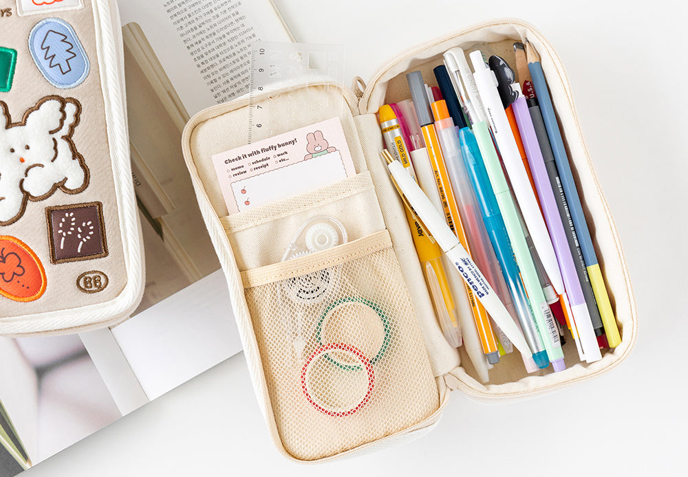 Brunch Brother Cute Poodle Large Pen Case with Zipper 3 Compartment | Pencil Case | Pencil Pouch | Pen Pouch