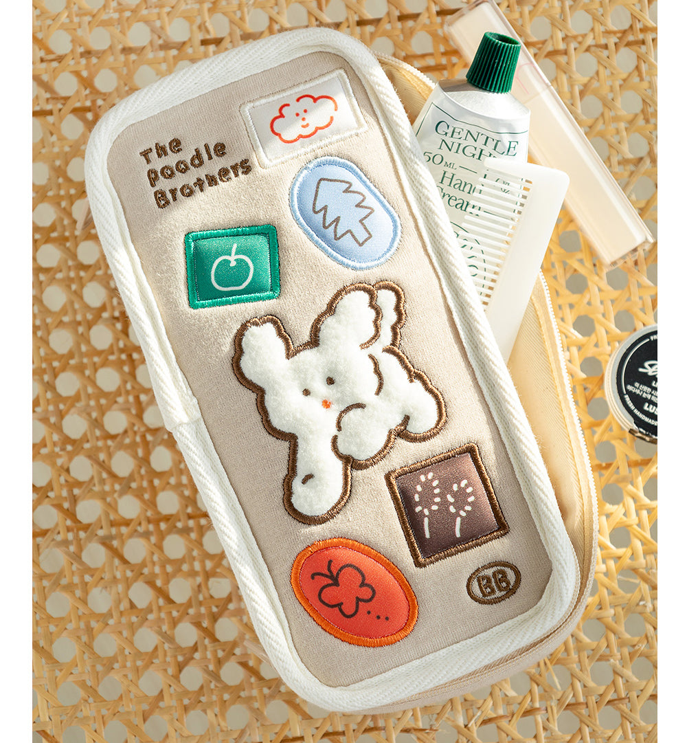 Brunch Brother Cute Poodle Large Pen Case with Zipper 3 Compartment | Pencil Case | Pencil Pouch | Pen Pouch