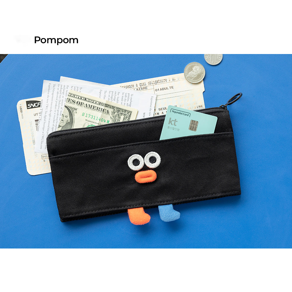 Brunch Brother Foldable Pen Case Pencil Case Pouch Zipper Mesh Pocket Pen Pouch Pompom