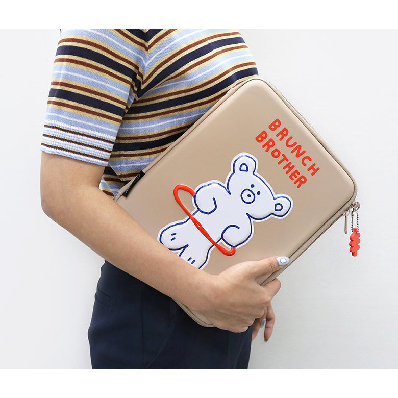 Brunch Brother Holabear 11 inch iPad Tablet Hard EVA Pouch Sleeve Case Beige Color