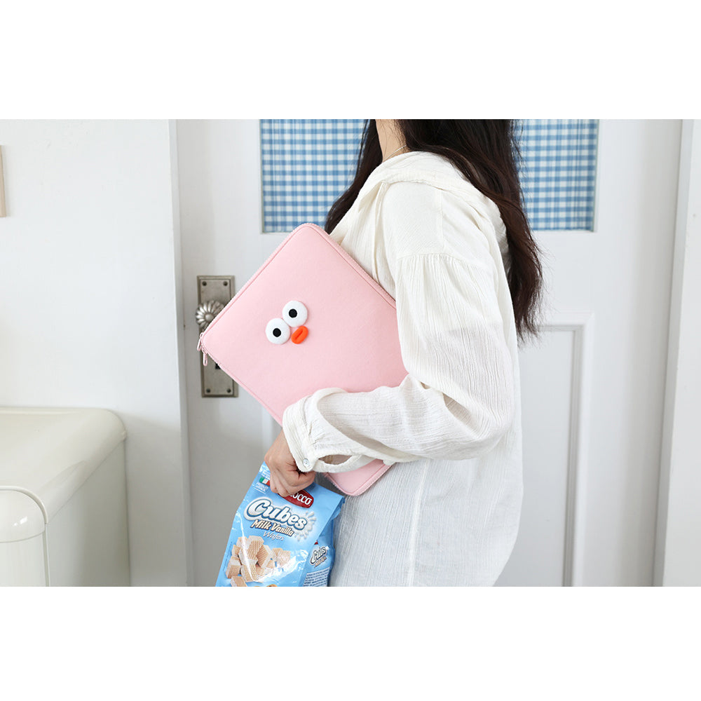 Brunch Brother PomPom 11inch iPad Tablet Laptop Soft Pouch Wide Slim Pink Color