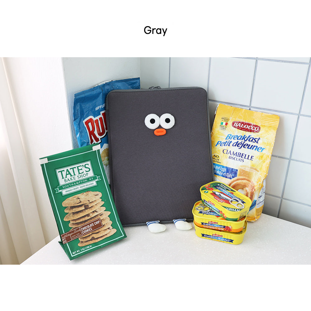Brunch Brother PomPom 11inch iPad Tablet Laptop Soft Pouch Wide Slim Gray Color