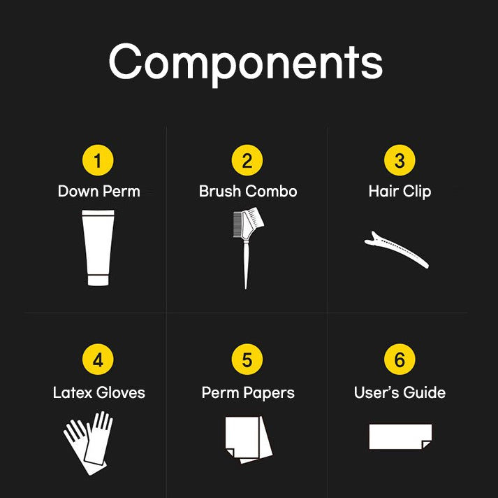 DASHU For Men Ultra Bond Gel Down Perm 100ml (Made in Korea) Self Down Perm K-Beauty Components - down perm, brush combo, hair clip, latex gloves, perm papers, user's guide