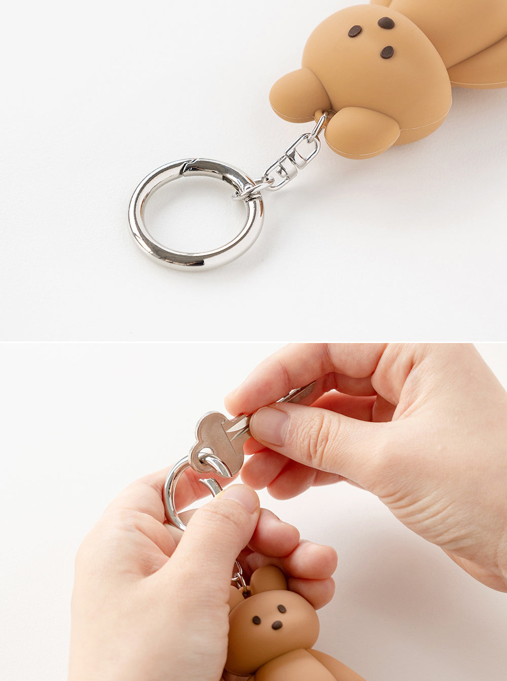 DONATDONAT Cozy Bear Silicone 3D Keyring Keychain Bag Pendant Gift - For Handbag, Purse, Backpack, Car Keys