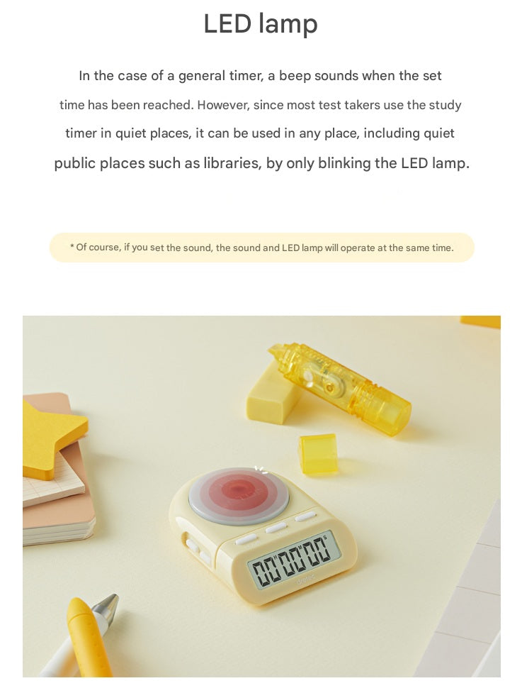 DRETEC T-186 Timer Watch Stopwatch LED Alarm Portable Clock Yellow Color - LED Lamp