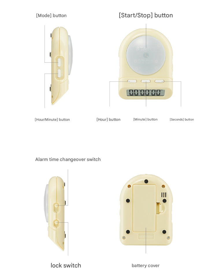 DRETEC T-186 Timer Watch Stopwatch LED Alarm Portable Clock Yellow Color - name of each department