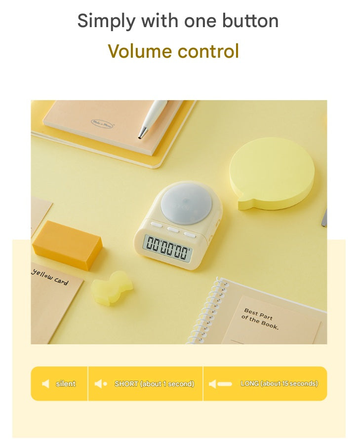 DRETEC T-186 Timer Watch Stopwatch LED Alarm Portable Clock Yellow Color - Volume control