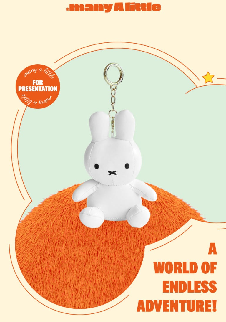 Miffy White Leather Plush Keychain Keyring (12cm) | Bag Pendant | Korean High-quality Keychain