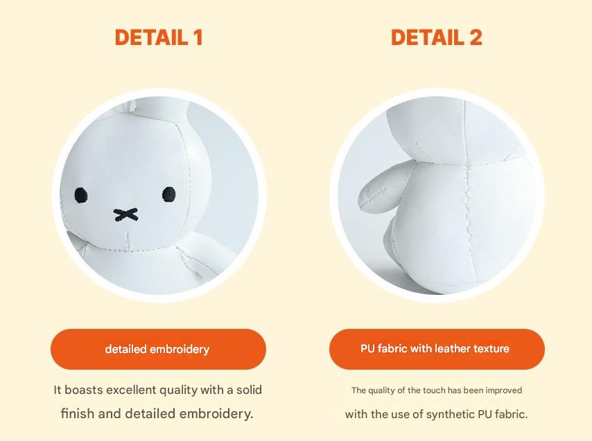 Miffy White Leather Plush Keychain Keyring (12cm) | Bag Pendant | Korean High-quality Keychain