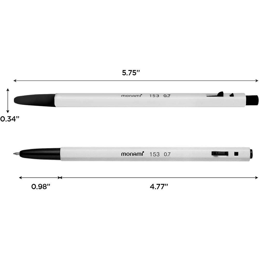 Monami BP 153 Retractable Ballpoint Pen Fine Point 0.7mm Black 60PCS