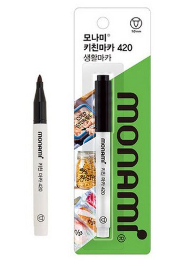 Monami Kitchen Marker 420 Black 12pcs Erasable with Dishwashing Liquid