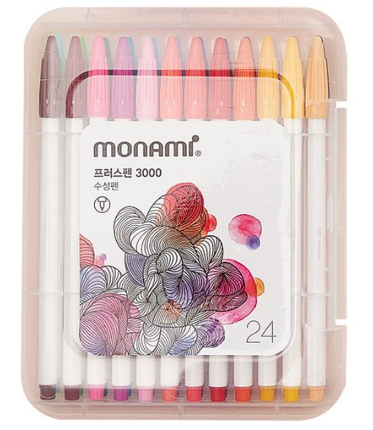 Monami Plus Pen 3000 24 Assorted Color Felt Tip Pen Water Based Ink