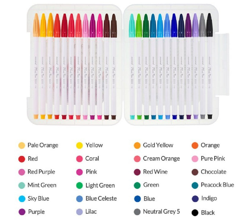Monami Plus Pen 3000 24 Assorted Color Felt Tip Pen Water Based Ink