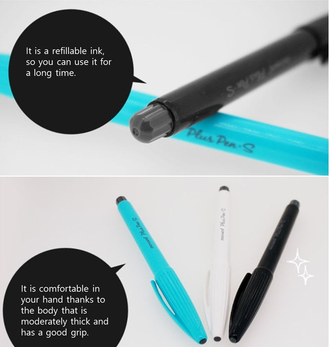 Monami Plus Pen S Black Body - Black Ink - Pack of 12 Pen