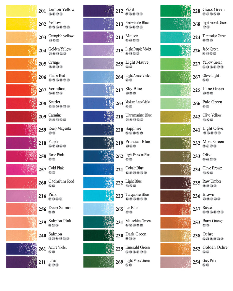 mungyo gallery artists soft oil pastel 120 color set, color chart half