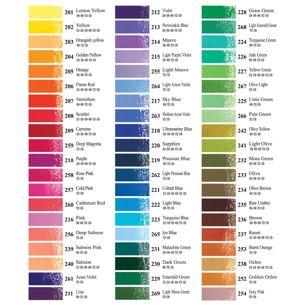 mungyo gallery artists soft oil pastel 120 color set wood box, color chart half