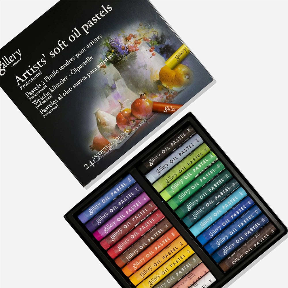 mungyo gallery artists soft oil pastel 24 color set, top view