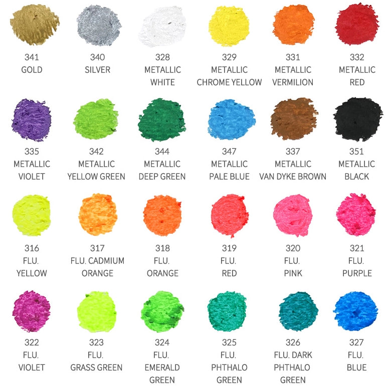 mungyo gallery artists soft oil pastel metallic and fluorescent 24 color set, color chart