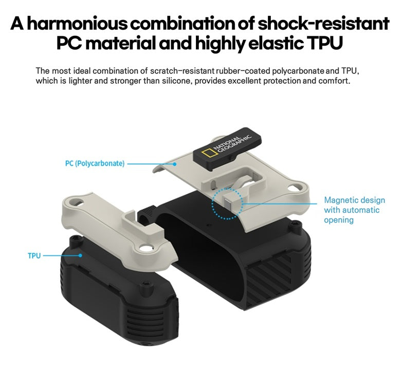 National Geographic Airpods 4/3/Pro2/Pro Rugged Bumper Lock Case
