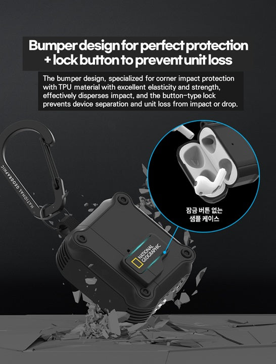 National Geographic Airpods 4/3/Pro2/Pro Rugged Bumper Lock Case