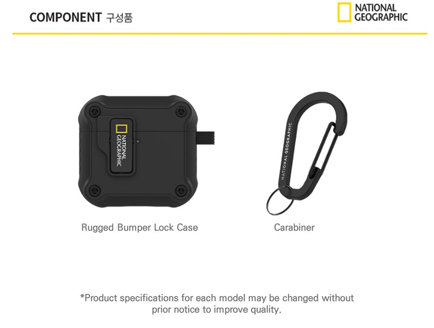National Geographic Airpods 4/3/Pro2/Pro Rugged Bumper Lock Case