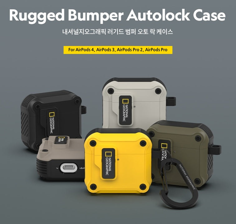 National Geographic Airpods 4/3/Pro2/Pro Rugged Bumper Lock Case