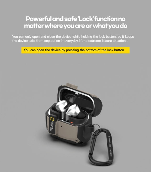 National Geographic Galaxy Buds3/Buds3 Pro Rugged Bumper Lock Case