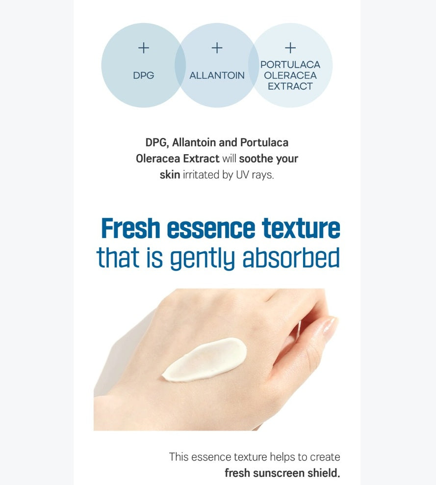 DPG, Allantoin and Portulaca Oleracea Extract will soothe your skin irritated by UV rays. Fresh essence texture that is gently absorbed. ROUND LAB Birch Juice Moisturizing Sunscreen essence texture helps to create fresh suncreen shield.