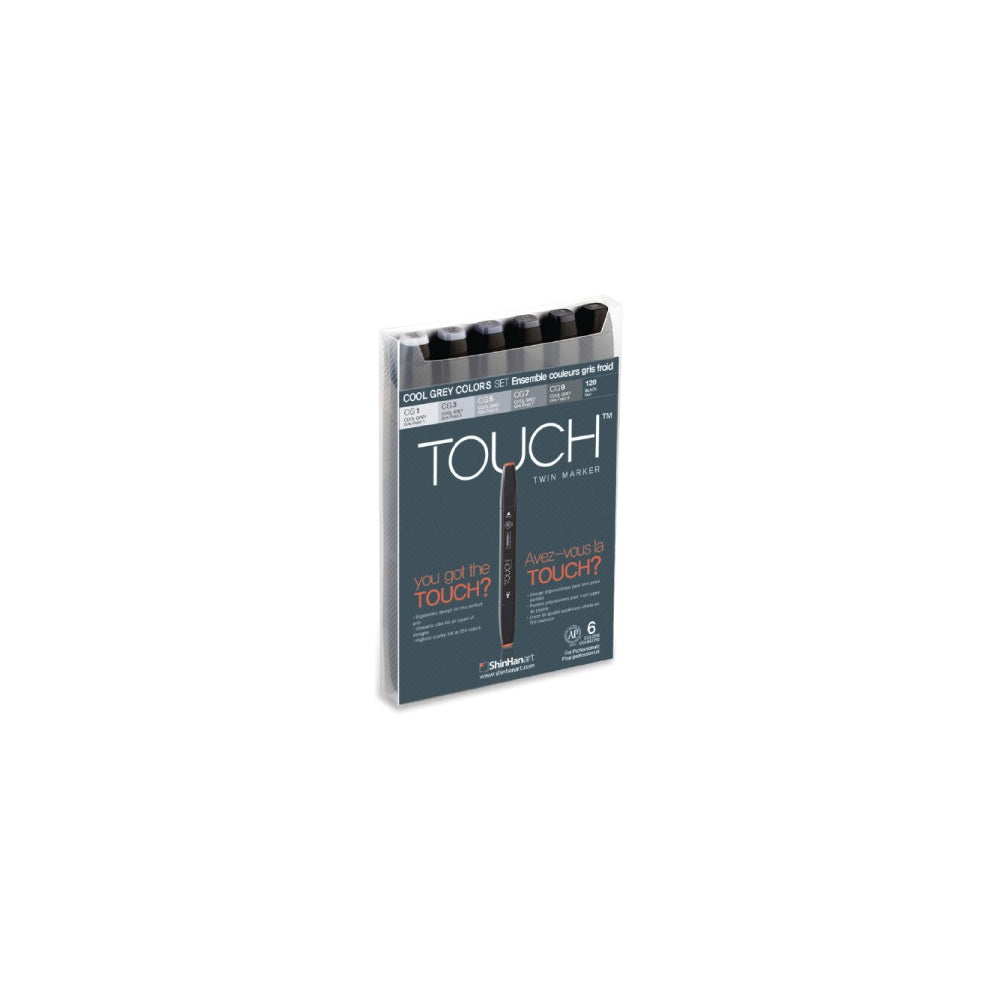 shinhan touch twin tip marker set 6 cool grey