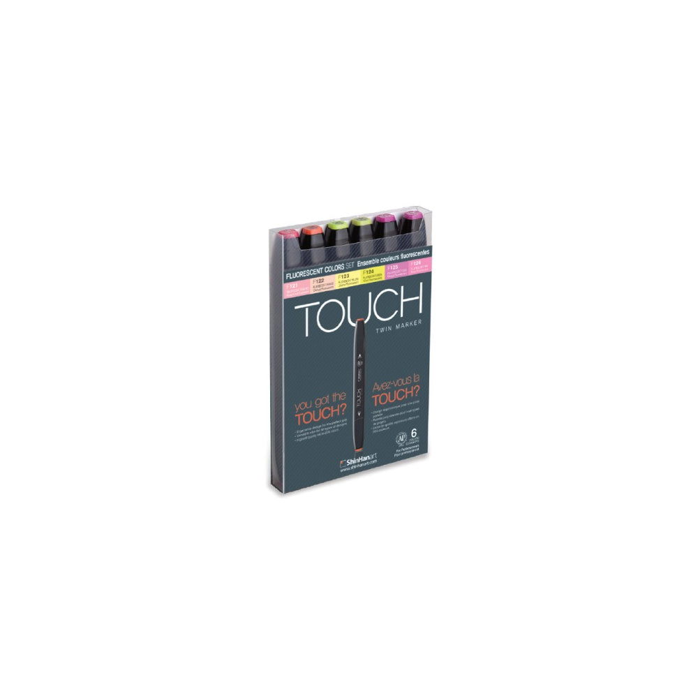 shinhan touch twin tip marker set 6 fluorescent colors
