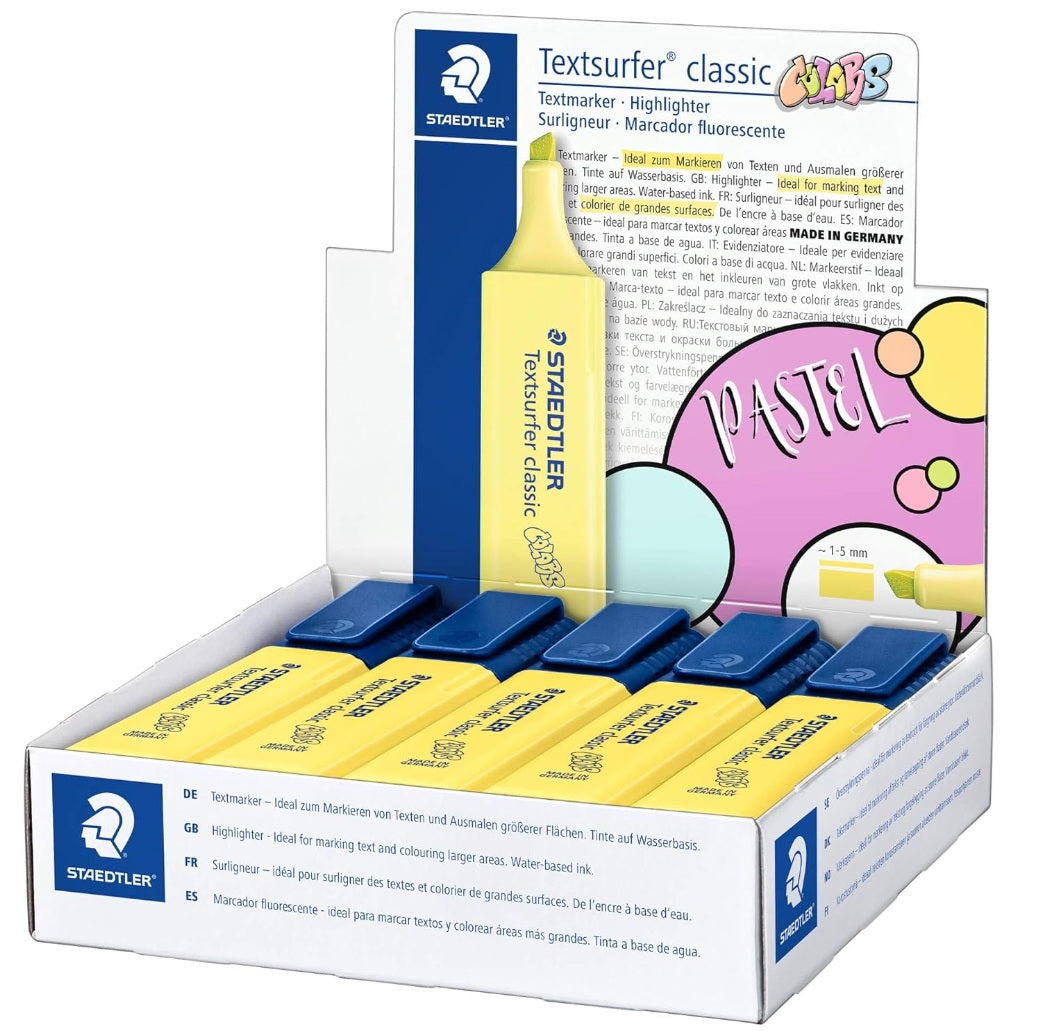 STAEDTLER Textsurfer Classic Highlighter Pastel Yellow (Box of 10) | For bibles that do not bleed | Line marker