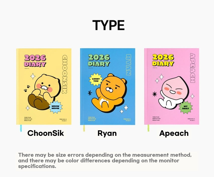 Kakao Friends 2026 Hardcover Monthly & Weekly Planner