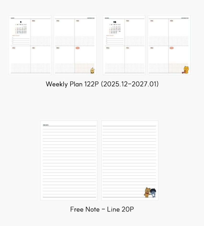 Kakao Friends 2026 Hardcover Monthly & Weekly Planner