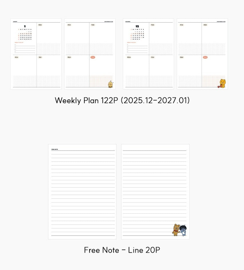 Kakao Friends 2026 Hardcover Monthly & Weekly Planner