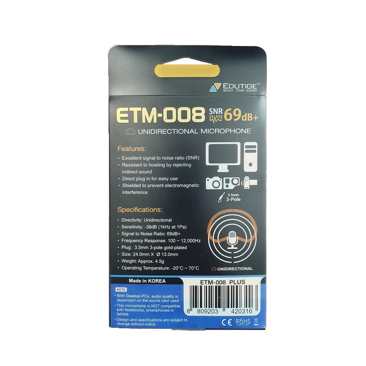 edutige etm-008 plus, package backside