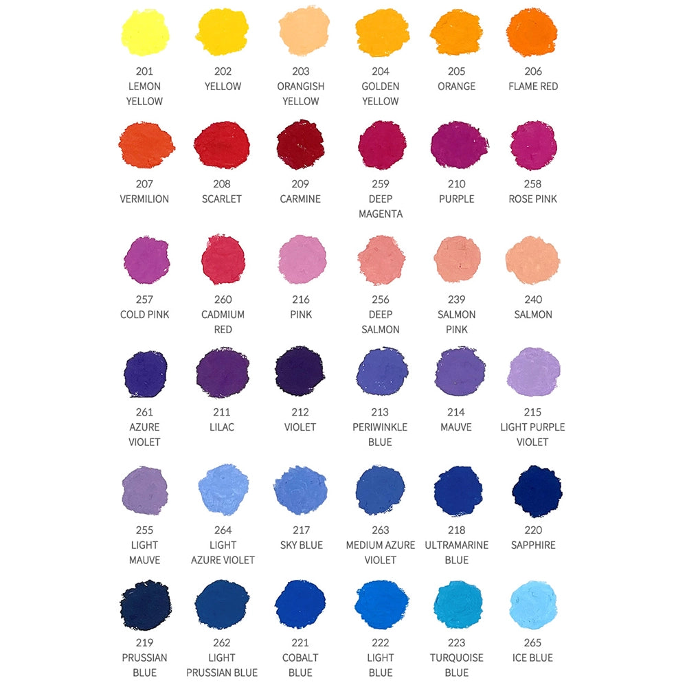 mungyo gallery artists soft oil pastel 72 color set wood box, color chart half
