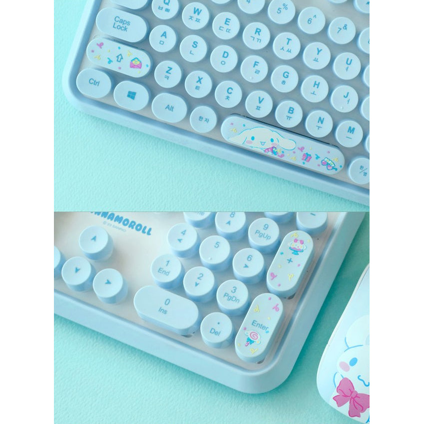 sanrio wireless keyboard mouse set, cinnamoroll, spacebar and numpad