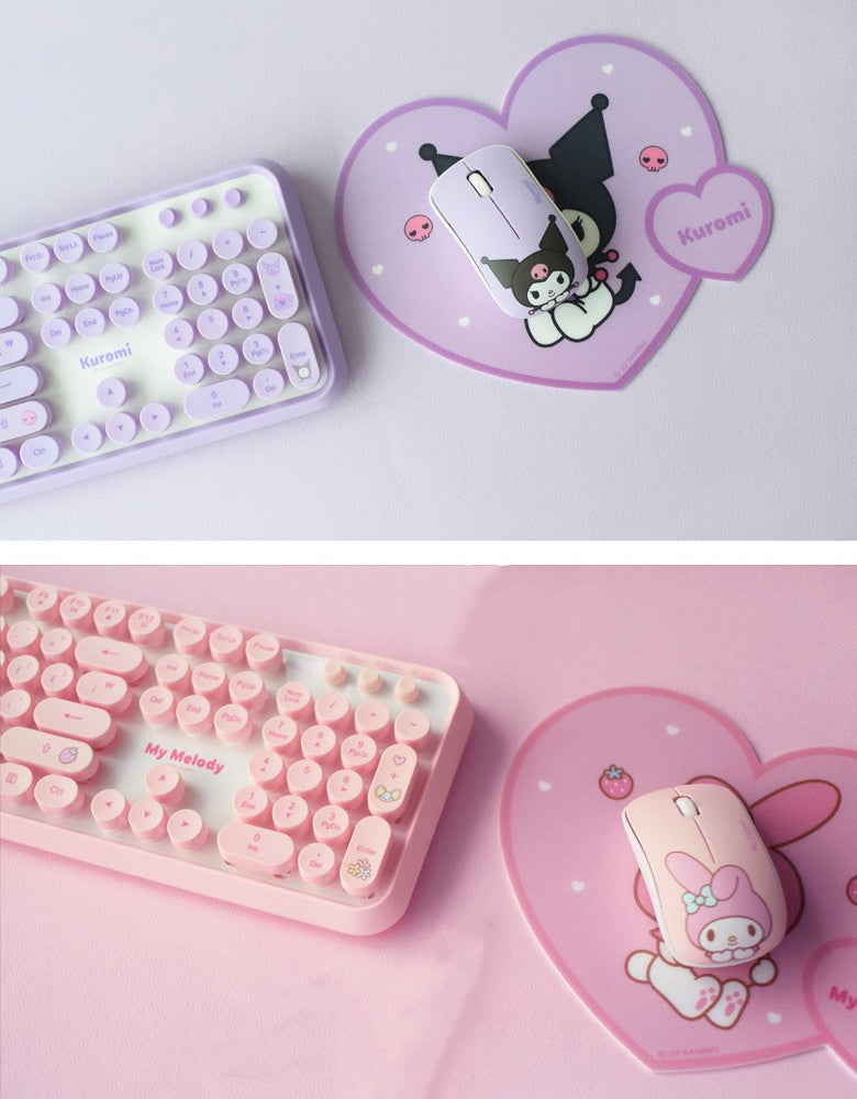 sanrio wireless keyboard mouse set, kuromi and my melody, detail