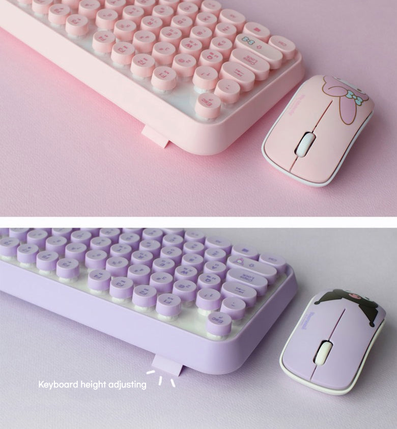 sanrio wireless keyboard mouse set, kuromi and my melody, feet detail